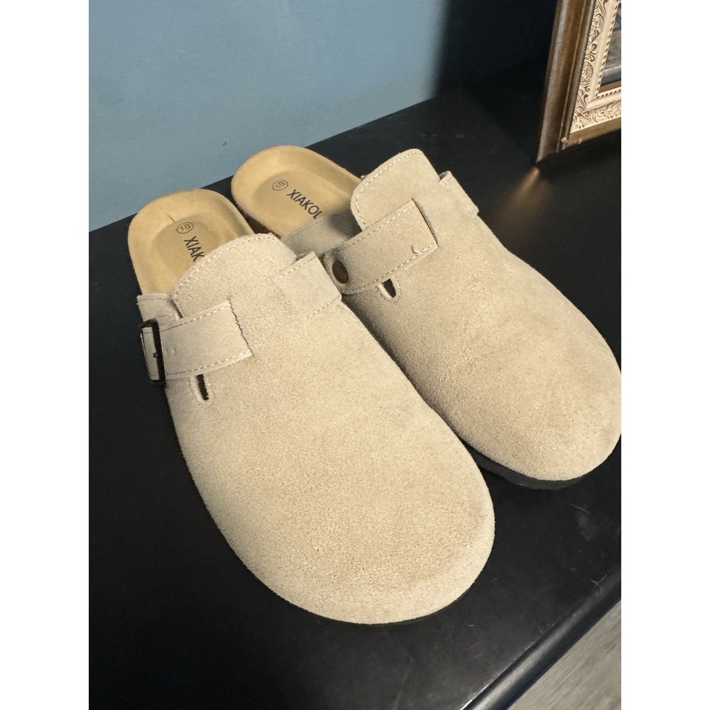 Xiakolaka Women's Suede Clogs w/ Adjustable Buckle Strap, US‎ 10
